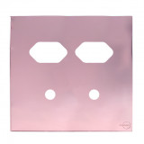 Placa p/ 2 Tomadas + 2 Furos 4x4 - Novara Glass Ouro Rose 